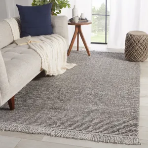 Breathe Easy Caraway Handwoven Solid Gray/ Cream Area Rug (9'X12')