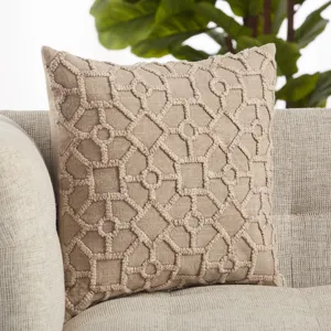 Boxwood Vibe by  Espanola Gray Trellis Polyester Throw Pillow 18 inch
