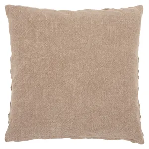 Boxwood Vibe by  Espanola Taupe Trellis Down Throw Pillow 18 inch