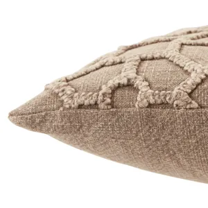 Boxwood Vibe by  Espanola Taupe Trellis Down Throw Pillow 18 inch