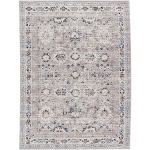 Byzantine Vibe by  Herena Oriental Gray/ Dark Blue Area Rug