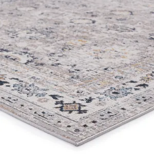 Byzantine Vibe by  Herena Oriental Gray/ Dark Blue Area Rug (9'6"X13')