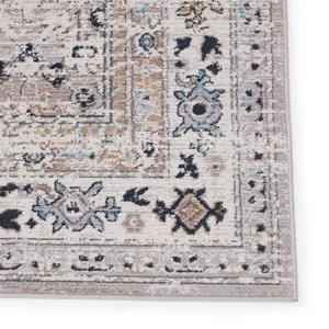 Byzantine Vibe by  Herena Oriental Gray/ Dark Blue Area Rug (9'6"X13')