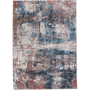 Byzantine Vibe by  Casiane Abstract Red/ Blue Runner Rug (2'6