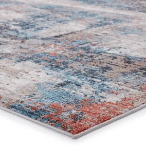 Byzantine Vibe by  Casiane Abstract Red/ Blue Runner Rug (2'6"X8')