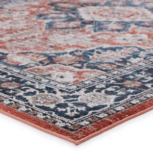 Byzantine Vibe by  Palama Medallion Blue/ Red Area Rug (9'6"X13')