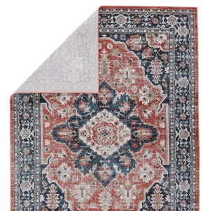 Byzantine Vibe by  Palama Medallion Blue/ Red Area Rug (9'6"X13')