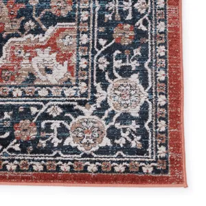Byzantine Vibe by  Palama Medallion Blue/ Red Area Rug (9'6"X13')