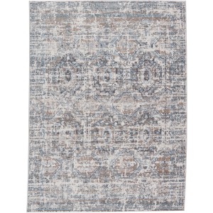 Byzantine Vibe by  Anastasia Medallion Gray/ Blue Area Rug