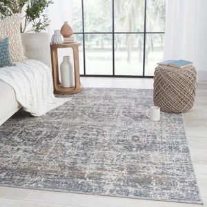 Byzantine Vibe by  Anastasia Medallion Gray/ Blue Area Rug (9'6"X13')
