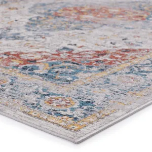 Byzantine Vibe by  Syagria Medallion Blue/ Red Runner Rug (2'6"X8')