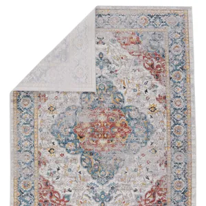Byzantine Vibe by  Syagria Medallion Blue/ Red Runner Rug (2'6"X8')