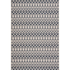 Catamaran Killick Indoor/ Outdoor Tribal Blue/ Ivory Area Rug