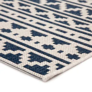 Catamaran Killick Indoor/ Outdoor Tribal Blue/ Ivory Area Rug (7'10"X10'10")