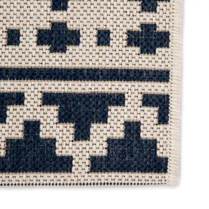 Catamaran Killick Indoor/ Outdoor Tribal Blue/ Ivory Area Rug (7'10"X10'10")
