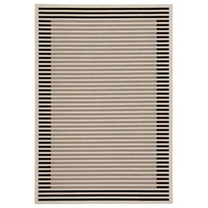 Catamaran Fathom Indoor/ Outdoor Stripe Ivory/ Black Area Rug (4'X5'7")