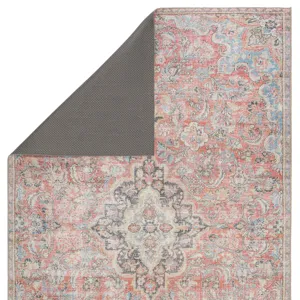 Chateau Foix Indoor/ Outdoor Medallion Red/ Light Blue Area Rug (8'X10')