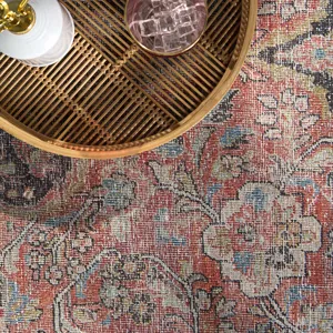 Chateau Foix Indoor/ Outdoor Medallion Red/ Light Blue Area Rug (8'X10')