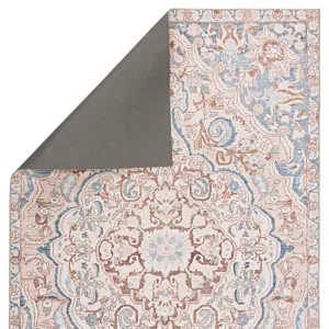 Chateau Annette Indoor/ Outdoor Medallion Blue/ Light Pink Area Rug (5'X7'6")
