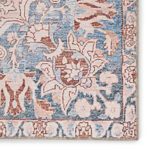 Chateau Annette Indoor/ Outdoor Medallion Blue/ Light Pink Area Rug (5'X7'6")