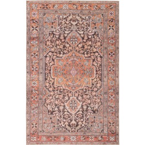 Chateau Chariot Indoor/ Outdoor Medallion Orange/ Dark Gray Runner Rug (2'6