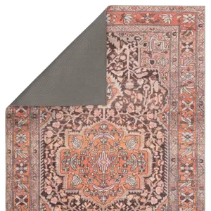 Chateau Chariot Indoor/ Outdoor Medallion Orange/ Dark Gray Runner Rug (2'6"X7'6")