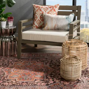 Chateau Chariot Indoor/ Outdoor Medallion Orange/ Dark Gray Runner Rug (2'6"X7'6")