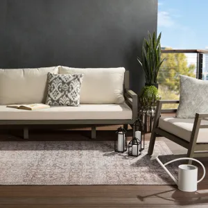 Chateau Atkins Indoor/ Outdoor Trellis Peach/ Blue Area Rug (8'X10')