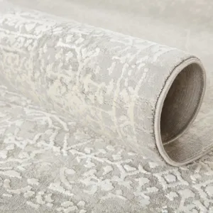 Cirque Lianna Abstract Gray/ White Runner Rug (3'X12')