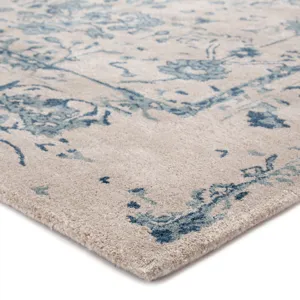 Citrine Margate Handmade Oriental Light Gray/ Blue Area Rug (5'X8')