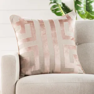 Cosmic By Nikki Chu Nikki Chu by  Ordella Beige/ Pink Geometric Down Throw Pillow 22 inch