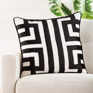 Cosmic By Nikki Chu Nikki Chu by  Ordella White/ Black Geometric Down Throw Pillow 22 inch