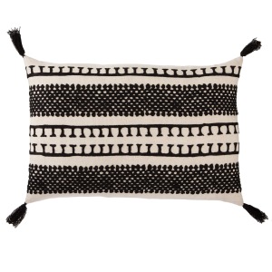 Cosmic By Nikki Chu Nikki Chu by  Fala Cream/ Black Geometric Poly Throw Pillow 16X24 inch