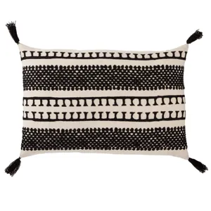 Cosmic By Nikki Chu Nikki Chu by  Fala Cream/ Black Geometric Poly Throw Pillow 16X24 inch