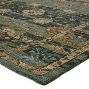 Cardamom Vibe by  Ahava Handmade Oriental Green/ Blue Area Rug (8'X10')
