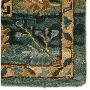 Cardamom Vibe by  Ahava Handmade Oriental Green/ Blue Area Rug (8'X10')