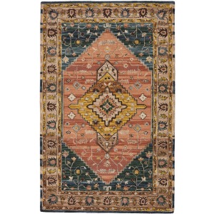 Cardamom Vibe by  Seraphina Handmade Medallion Pink/ Yellow Area Rug