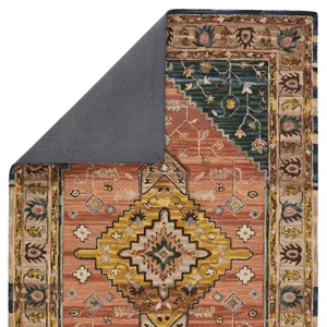 Cardamom Vibe by  Seraphina Handmade Medallion Pink/ Yellow Area Rug (8'X10')