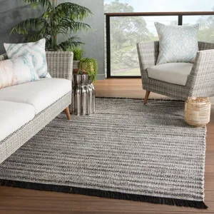 Castillo Torre Indoor/ Outdoor Solid Black/ Rust Area Rug (8'X10')