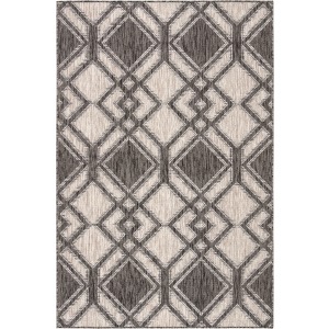 Decora by Nikki Chu Nikki Chu by  Samba Indoor/ Outdoor Trellis Black/ Ivory Area Rug