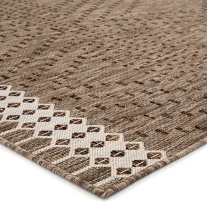 Decora by Nikki Chu Nikki Chu by  Tirana Indoor/ Outdoor Borders Gray/ Brown Area Rug (5'3"X7'6")
