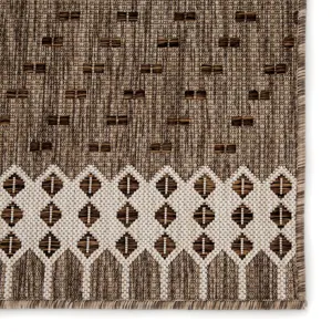 Decora by Nikki Chu Nikki Chu by  Tirana Indoor/ Outdoor Borders Gray/ Brown Area Rug (5'3"X7'6")