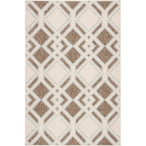 Decora by Nikki Chu Nikki Chu by  Samba Indoor/ Outdoor Trellis Brown/ Light Blue Area Rug