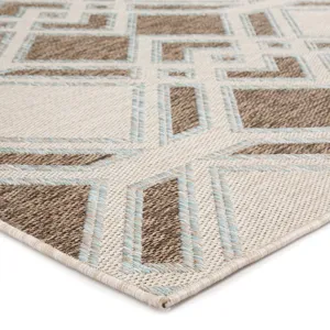 Decora by Nikki Chu Nikki Chu by  Samba Indoor/ Outdoor Trellis Brown/ Light Blue Area Rug (7'11"X10