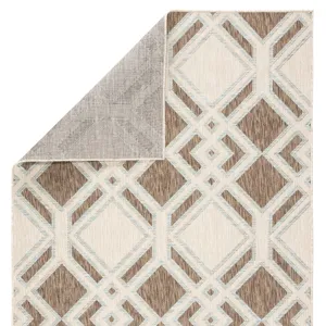 Decora by Nikki Chu Nikki Chu by  Samba Indoor/ Outdoor Trellis Brown/ Light Blue Area Rug (7'11"X10