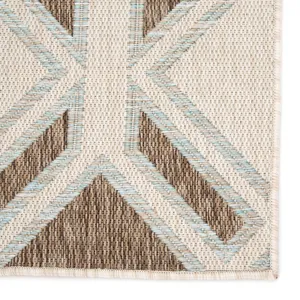 Decora by Nikki Chu Nikki Chu by  Samba Indoor/ Outdoor Trellis Brown/ Light Blue Area Rug (7'11"X10