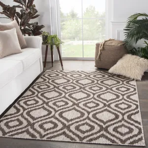 Decora by Nikki Chu Nikki Chu by  Idra Indoor/ Outdoor Trellis Gray Area Rug (5'3"X7'6")