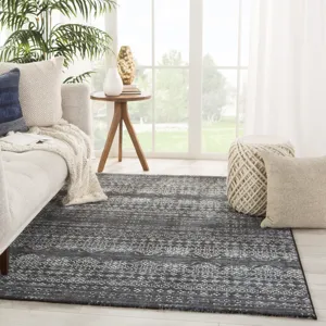 Dash Ardor Trellis Dark Blue/ Gray Area Rug (5'3"X7'6")