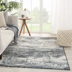 Dash Buxton Abstract Blue/ Light Gray Area Rug (9'2"X12'6")