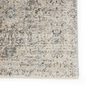 En Blanc Vibe by  Candide Trellis Gray/ Ivory Area Rug (5'3"X7'6")
